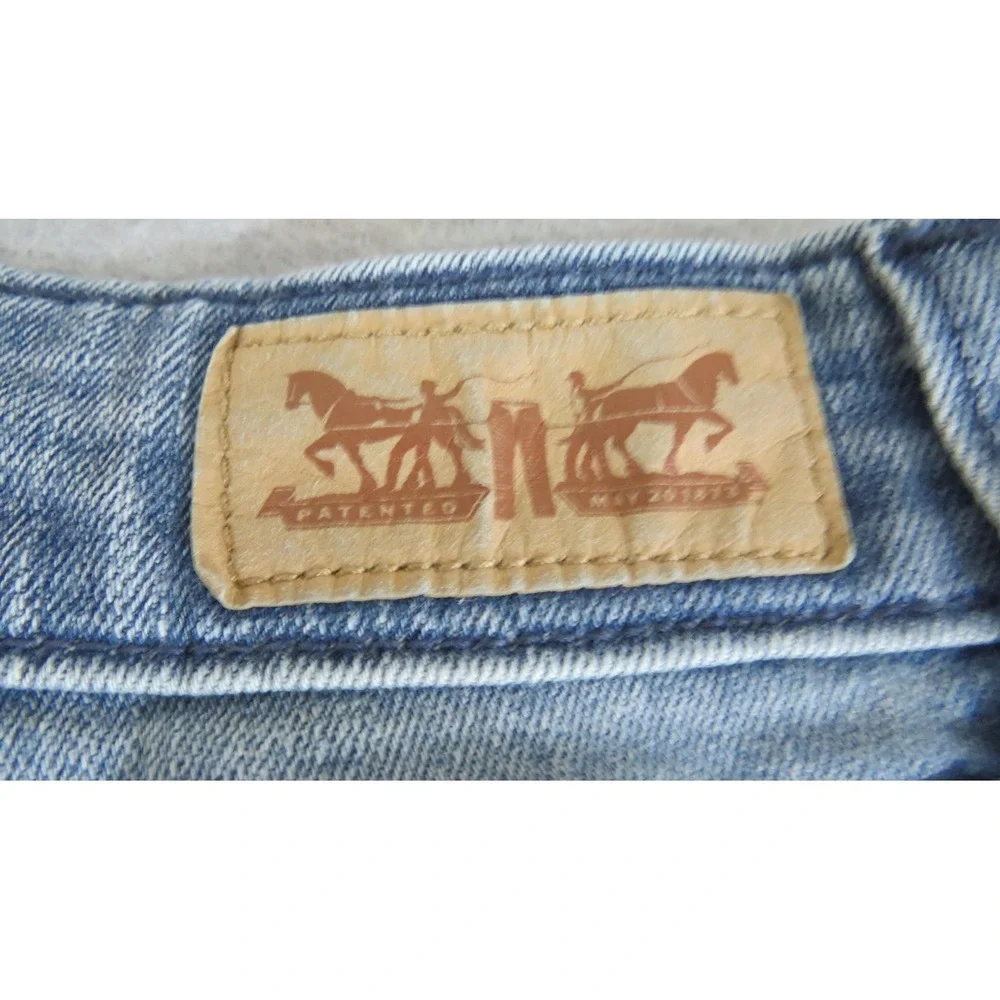 Levis Mid Rise Skinny Jeans Womens Blue Distressed Stretch Embroidered Denim 28 - Picture 9 of 12